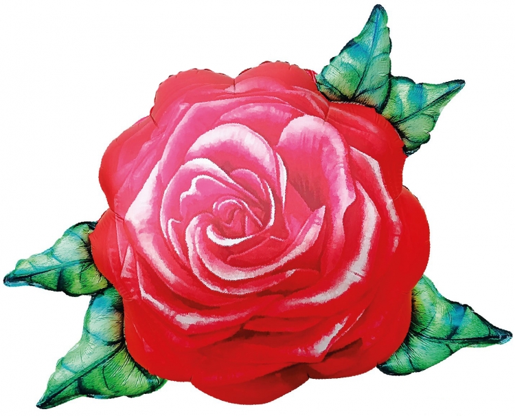 Шар Фигура Цветок, Акварельная роза, Красный (в упаковке)