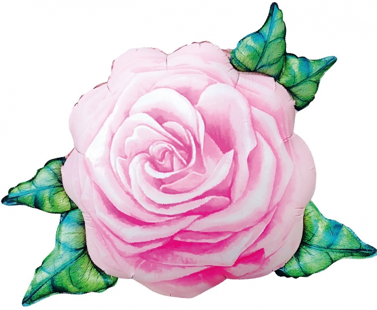 Шар Фигура Цветок, Акварельная роза, Розовый (в упаковке) 