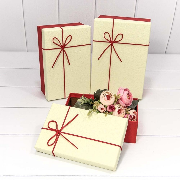 Набор подарочных коробок 3 в 1 С кожаным бантиком