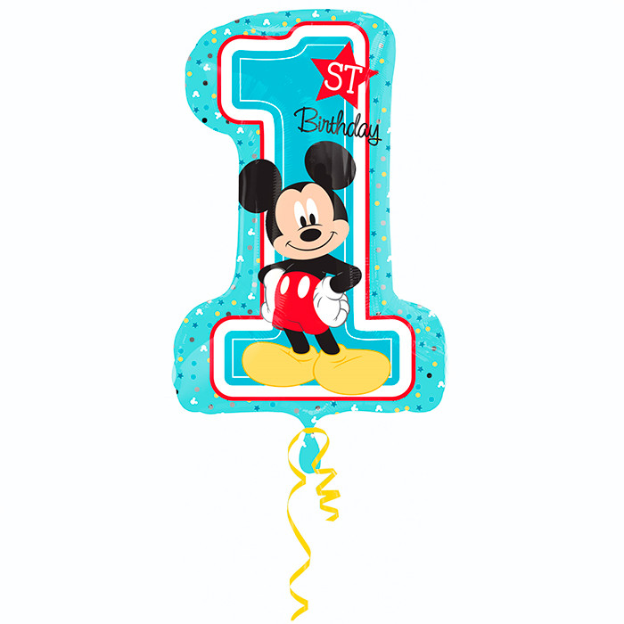 Шар Цифра Микки 1й День рождения / Mickey 1st Birthday (в упаковке)